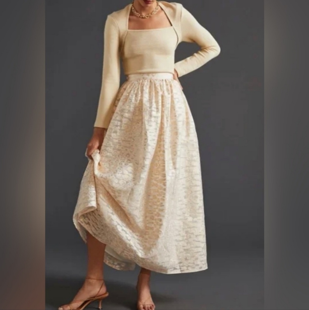 Anthropologie Pankaj & Nidhi Burnout Maxi Skirt
